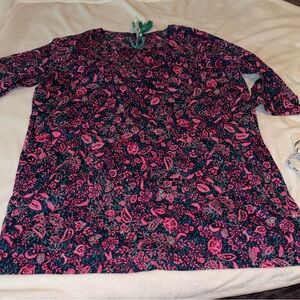 J. Crew Navy and Hot Pink Paisley Floral Tunic